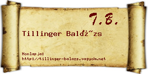 Tillinger Balázs névjegykártya